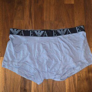 Emporio Armani Stretch Cotton Trunks w/ Logo Waistband - Light Gray - XL